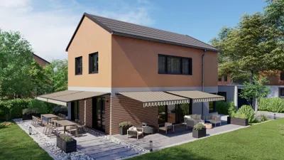 Produktbild von Vana 4x3 m stabile elektrische Gelenkarmmarkise Aluminium Markise SP1105EM Gestell grau Design SPD060