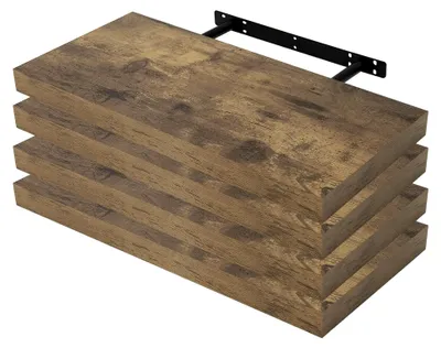 Produktbild von Wandregal 4er Set Bücherregal Wandablagen aus MDF Holz, Hängeregal Vintagebraun, 60x22,9x3,8 cm