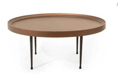 Produktbild von Industrial Design: Braun Rund Couchtisch mit Holzplatte für das Wohnzimmer