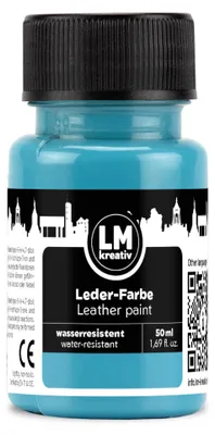 Produktbild von LM-Kreativ Lederfarbe 50 ml, Hellblau – für Glattleder & Kunstleder, deckend, flexibel, wasserbasiert