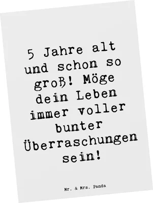 Produktbild von Mr. & Mrs. Panda Grußkarte Spruch 5. Geburtstag - Weiß - Geschenk, Postkarten, Geburtstagswünsche, Geschenke für Kinder, Kunstkarten, Geburtstagsgruß, Lebenswünsche
