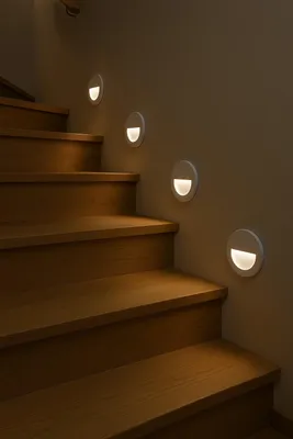 Image de Braytron - Éclairage d'escalier à LED 3 W - Luminaire d'escalier - Lampe d'escalier - Éclairage de marches - Lampe ronde blanche