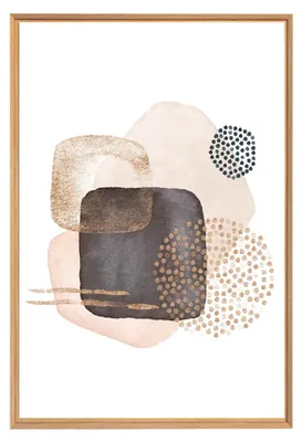 Image de Tableau mural encadré élément abstrait 65x97 cm, Tableau mural moderne pour décoration intérieure