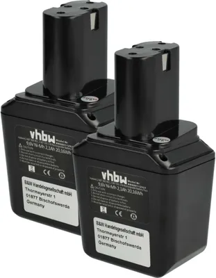 Produktbild von vhbw 2x Akku Ersatz für Bosch 92955, BH964N, 3607300502, 3607300501, 3607300500, 2607335501 für Werkzeug (2100 mAh, NiMH, 9,6 V)