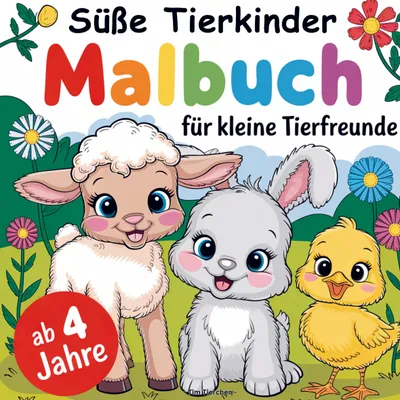 Produktbild von Süße Tierkinder - Malbuch ab 4 Jahren mit 50 niedlichen Motiven von Tieren für kleine Tierfreunde