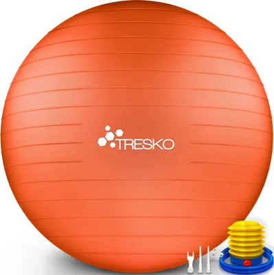 Produktbild von TRESKO Gymnastikball (Orange, 55cm) mit Pumpe Fitnessball Yogaball Sitzball Sportball Pilates Ball Sportball