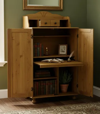 Produktbild von PC-Schrank aus massiver Kiefer Computerschrank Schreibtisch Schrank