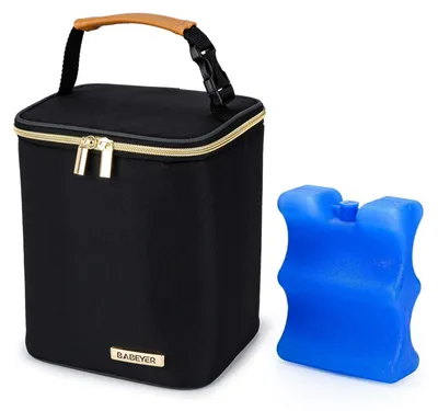Image de Sac isotherme pour lait maternel, isolant, pour 4 biberons jusqu'à 270 ml, couleur noire