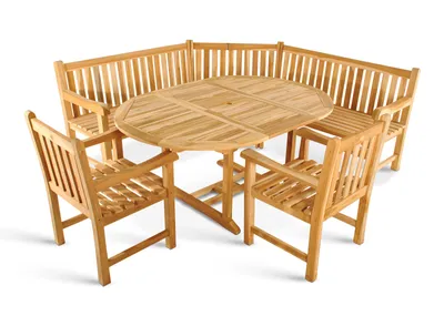 Produktbild von Gartenmöbel Set 4tlg mit Eckbank Teak Gartentisch ausziehbar 120-170 cm BORNEO/CARACAS