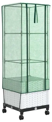 Produktbild von vidaXL Gartenplanter mit Gewächshausabdeckung und Rädern Weiß PP