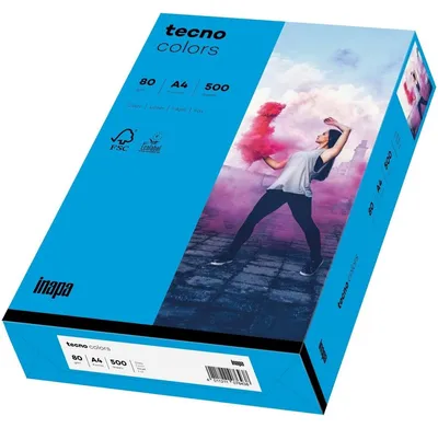 Zdjęcie produktu dla papier wielofunkcyjny tecno kolory A4 80 g/m² intensywny niebieski 500 arkuszy