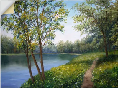 Produktbild von ARTland Wandbild, selbstklebend Sommerlandschaft in der Nähe des Flusses Größe: 80x60 cm