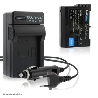 Produktbild von 1x Akku + Lader für Nikon EN-EL15 A/B/C Z5 Z6 Z7 II D7500  2000 mAh (7,0V)