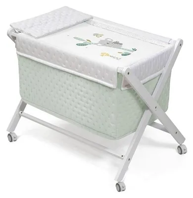 Immagine prodotto di Interbaby: Culla pieghevole in faggio con materasso - Koala nella fattoria Interbaby - verde