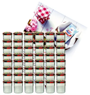 Image de lot de 50 bocaux 350 ml To 82 avec couvercle et livret de recettes Diamant Gelierzauber