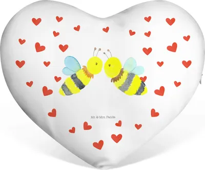 Produktbild von Mr. & Mrs. Panda Dekokissen Biene Liebe - Weiß - Geschenk, Kissen, Sofakissen, Kuschelkissen, Herz