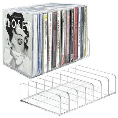 Zdjęcie produktu dla Przezroczysta półka na płyty CD, 2 sztuki. Akrylowa półka do przechowywania płyt CD/DVD