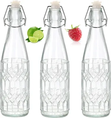Produktbild von 3 x 1,1 L Glasflasche Bügeflasche Likörflasche Wasserflasche