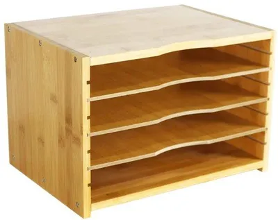 Image de Organiseur de bureau en bambou à 3 étagères, 3 couches, naturel