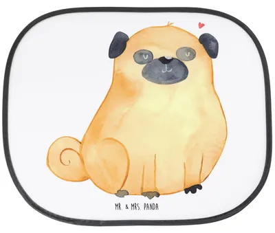 Produktbild von Mr. & Mrs. Panda Auto Sonnenschutz Mops - Weiß - Geschenk, hitzeschutz, Hund, Hundeliebe, Seitenscheibe, Knuffig, Scheibenschutz, Sprüche, Liebe, Sonnenblende