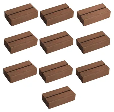 Produktbild von 10 Stück Holz-Kartenhalter in Walnuss-Optik für Tischkarten, Menükarten und Platzkarten als Hochzeit-Deko