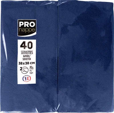 Image de Pronappe 30x 40 serviettes ouate 2 plis pliées 1/8 Bleu marine SV623910I