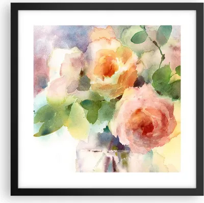 Produktbild von Gerahmtes Poster - Schwarzer Rahmen - Rose Blume Garten - 40x40 cm - Wand Bild - Wanddeko - Wandbilder - Kunstposter - Wandposter - Bilderrahmen - Bilder - Kunstdruck - Wandbild - P2BAC40x40-3910