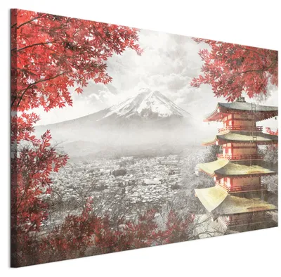 Image de LUMASOUL Tableau sur toile, avec motif naturel, tableaux avec paysage japonais, 90 x 60 cm