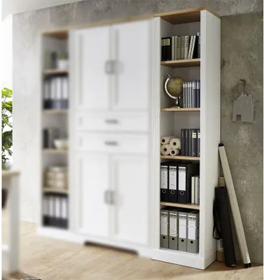 Produktbild von Büroregal Regal Jasmin Pinie hell weiß Artisan Eiche ca. 43x204