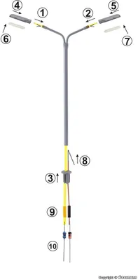 Produktbild von Viessmann 6923 - TT Bausatz Peitschenleuchte doppelt, LED weiß - Neu