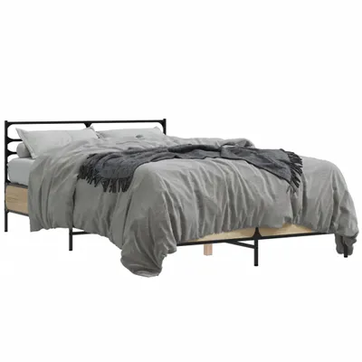 Produktbild von vidaXL Bettgestell Sonoma-Eiche 140x200 cm Holzwerkstoff und Metall