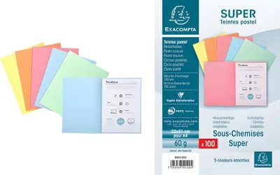Produktbild von Aktendeckel SUPER 60, DIN A4, 60 g/qm, sortiert 3130638503004
