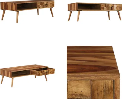 Zdjęcie produktu dla vidaXL Stolik kawowy z litego drewna z miodowym wykończeniem 110x50x37 cm - Stolik kawowy - Stoliki kawowe - Stoliki kawowe - Stoliki kawowe
