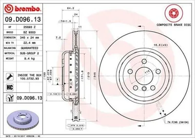 Immagine prodotto di Bremsscheibe BREMBO 09.D096.13