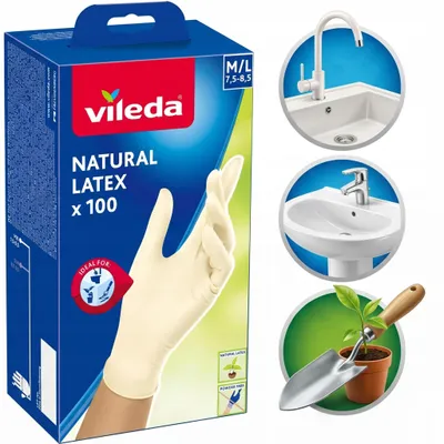 Zdjęcie produktu dla Vileda Multi Latex 100, Rękawiczki jednorazowe, Beżowy, M/L, 100 szt., 100 szt., CE, WEEE
