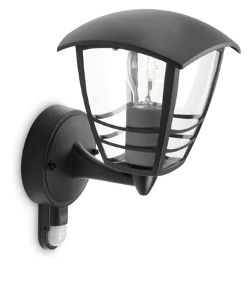 Zdjęcie produktu dla Philips myGarden Kinkiet Creek 60 W E27 bez żarówki, Oświetlenie zewnętrzne ścienne, Czarny, Metal, IP44, Ogród, Patio, I