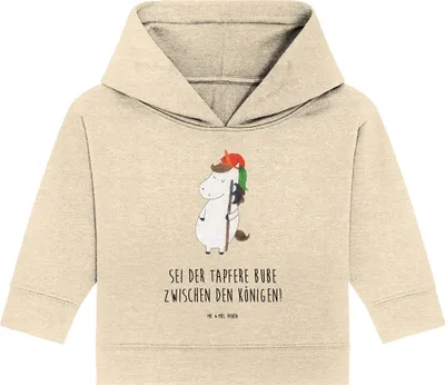 Produktbild von Mr. & Mrs. Panda Organic Baby Hoodie Einhorn Junge 12. - 18. Monat - Natural Raw - Geschenk, Kapuzenshirt, Kapuzensweatshirt, Unicorn, Mittelalter, Einhörner, Bube