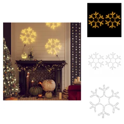 Produktbild von vidaXL LED-Schneeflocken 2 Stk. Warmweiß 38x37 cm -  Weihnachtsbeleuchtung