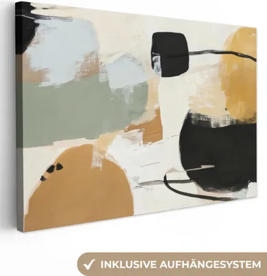 Produktbild von Leinwand Bilder 60x40 cm - Japandi - Abstrakt - Farben, Bild Modern, Wanddeko, Gemälde