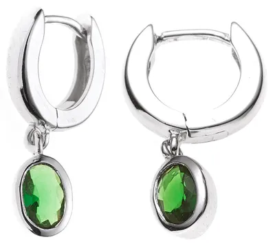 Produktbild von Creolen Ohrschmuck Ohrringe aus 925 Silber Zirkonia grün Klappcreolen Damen