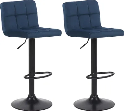 Produktbild von CLP 2er Set Barhocker Feni Samt höhenverstellbar und drehbar blau