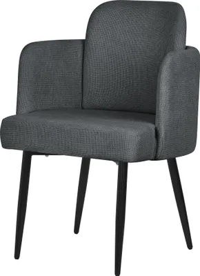 Produktbild von ML-Design Esszimmerstuhl Anthrazit Stoffbezug Küchenstuhl mit Armlehne & Rattan-Optik Rückenlehne Polsterstuhl Metallbeinen Ergonomische Loungesessel