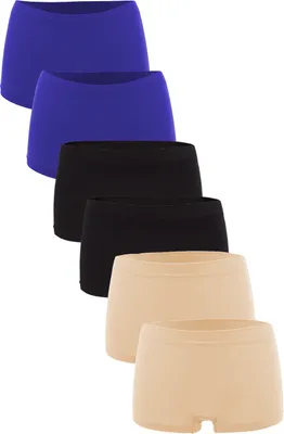 Produktbild von Fabio Farini - 6 Stück Damen Hipster Boxershorts - Frauen Unterhosen Slip Set Seamless angenehmes Tragegefühl ohne Seitliche Nähte