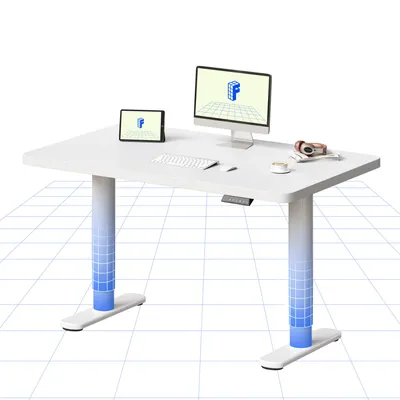 Produktbild von FLEXISPOT CylineX Höhenverstellbarer Schreibtisch 120x80cm mit eleganten abgerundeten Tischbeinen, 25mm einteiliger Tischplatte, 80 kg Tragkraft Weiß