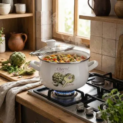Obrázek produktu pro Smaltovaný hrnec, značka Emalia Polska, model Pleszew, průměr 16 cm, objem 2 litry