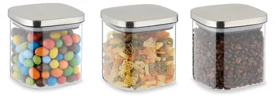 Vorratsdosen-Set 3er, 600 ml, luftdicht, transparent/silber