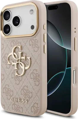 Zdjęcie produktu dla Etui GUESS do iPhone 17 Pro Metal Logo Gold Sleeve Cover Pink