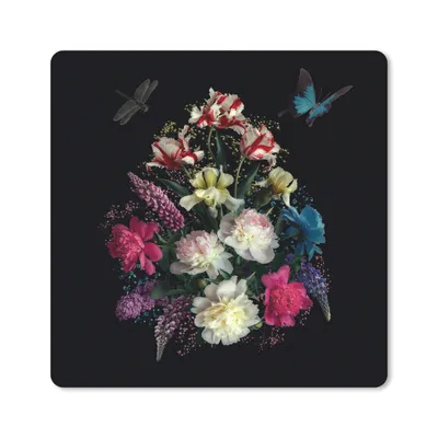Produktbild von MuchoWow® Mauspad Mousepad Blumen - Schmetterling - Stilleben 30x30 cm - Mousepads - Maus Mat - Pad - Mausunterlage - Gaming