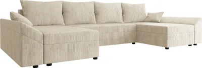 Produktbild von MIRJAN24 Ecksofa Dante U Cord, Eckcouch, Couch mit Bettkasten und Schlaffunktion, U-Form, Wohnzimmer (Farbe: Poso 100)