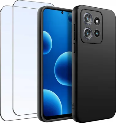 Zdjęcie produktu dla ZESTAW Etui do Motorola G56 5G Matowe Czarne Silikon 2 SZTUKI SZKŁO